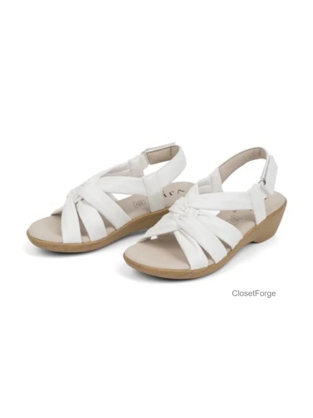 Women's Wedge Sandals Strappy Open Toe Platform with Cushioned Leather Insole
